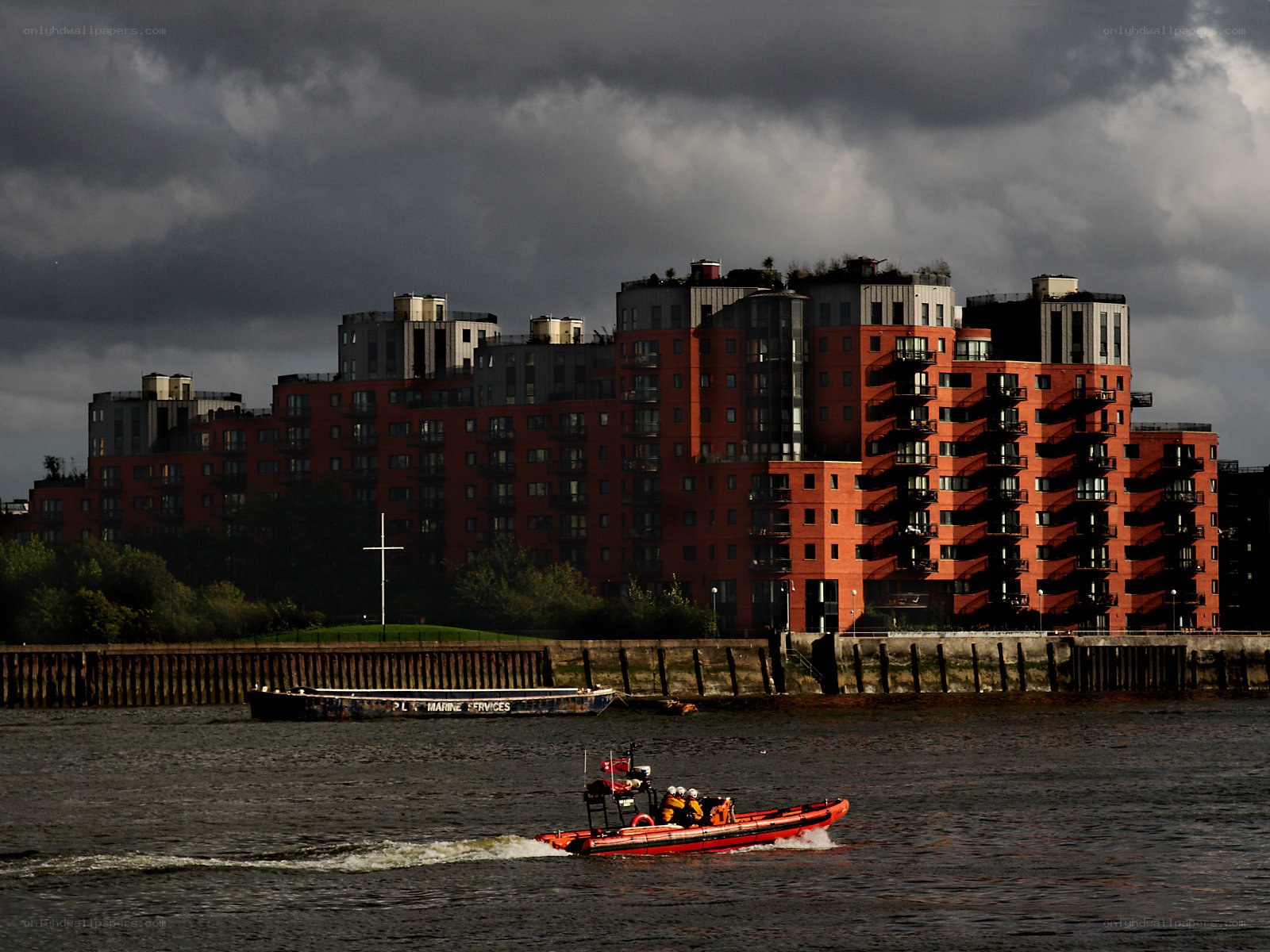 Lifeboat on a river