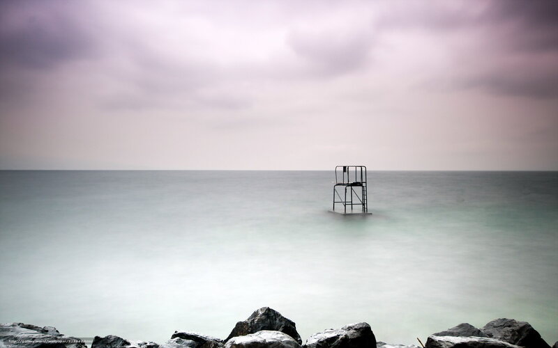 Lifeguard chair in calm sea
