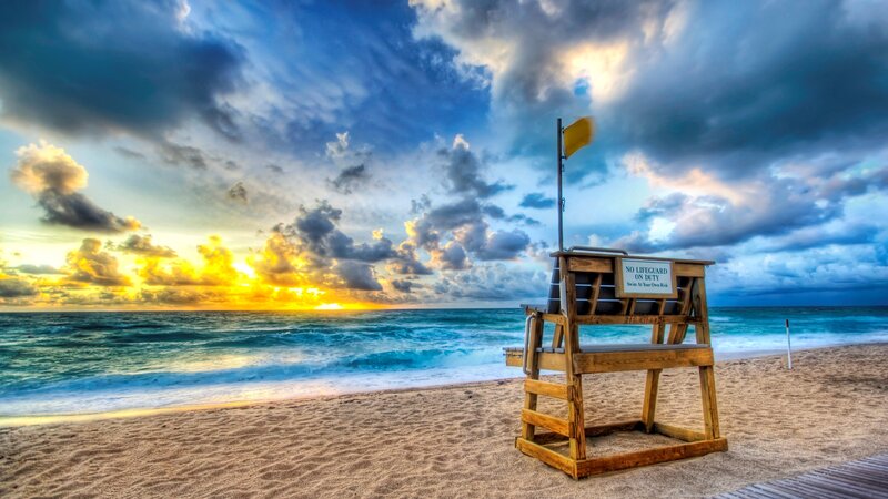 Lifeguard Chair on Beach — Blue