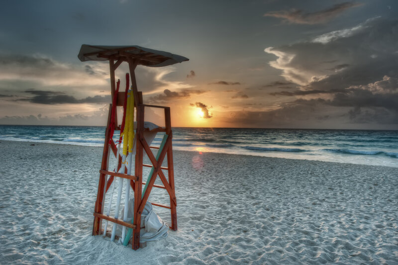 Lifeguard Chair on Beach — White