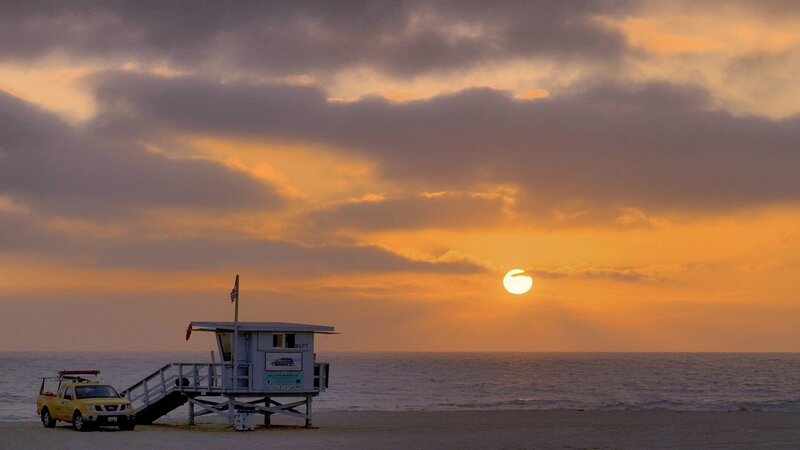 Lifeguard Station at Sunset — Orange