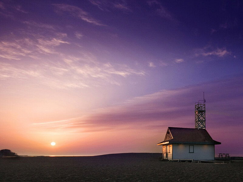 Lifeguard Station on Beach — Purple