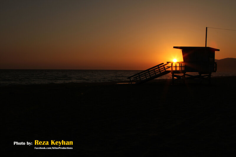 Lifeguard Tower at Sunset — Orange, Serene