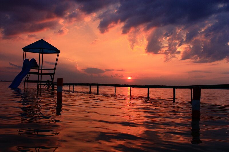 Lifeguard Tower at Sunset — Orange