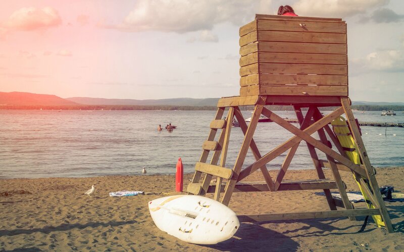 Lifeguard Tower on Beach — Brown