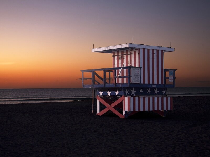 Lifeguard Tower on Beach — Orange