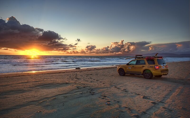 Lifeguard Vehicle on Beach — Yellow