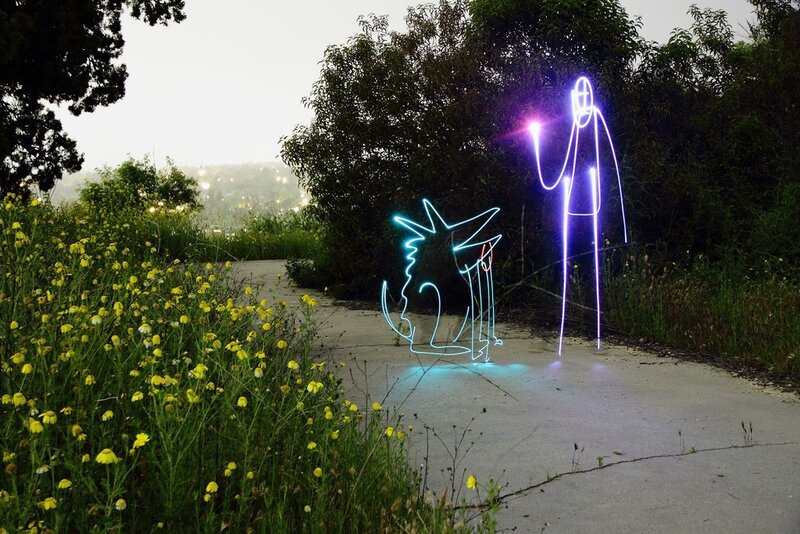 Light art on a path
