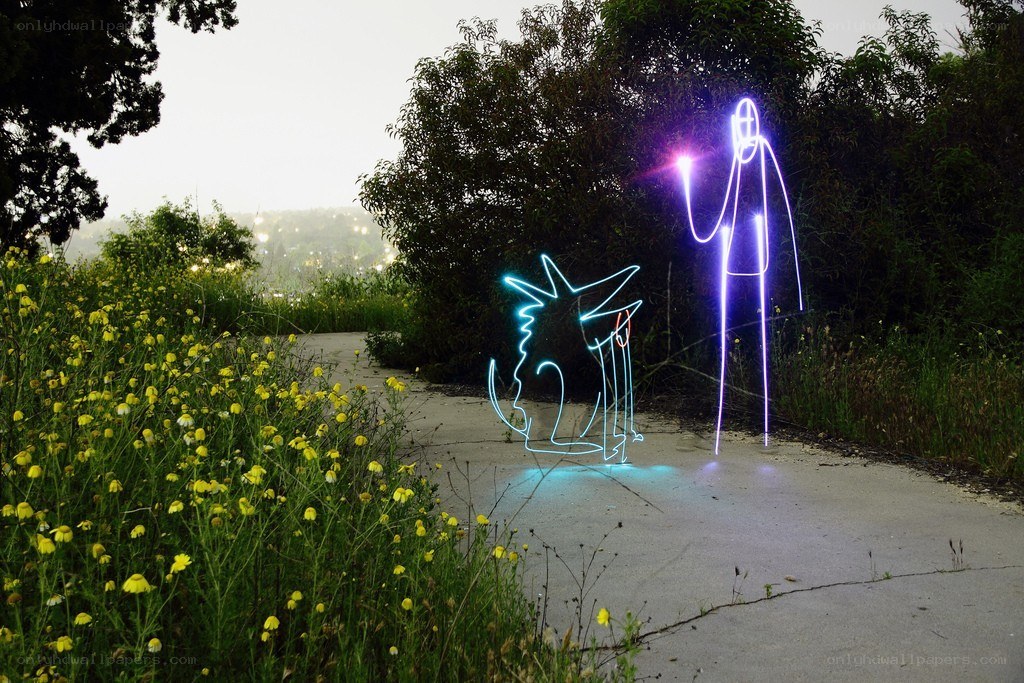 Light art on a path