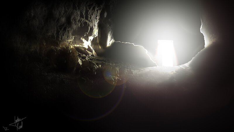light at the end of a cave