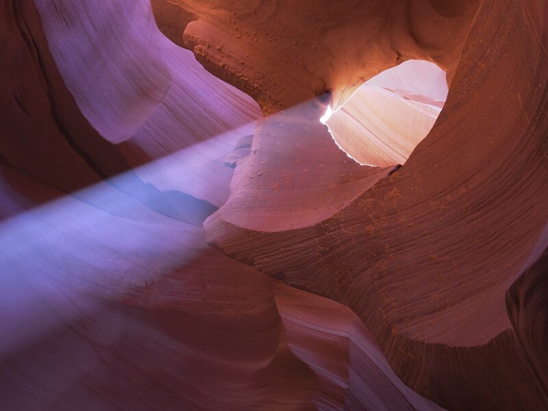 Light Beam in Canyon — Purple, Dramatic, Photograph