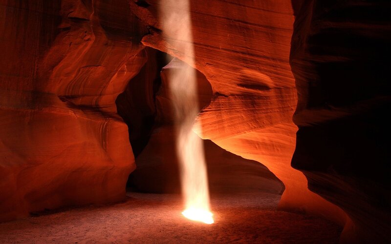 Light Beam in Canyon — Red, Dramatic, Photograph, Canyon Walls