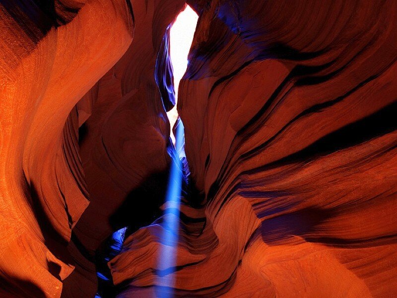 Light Beam in Canyon — Red, Dramatic, Photograph, Rock