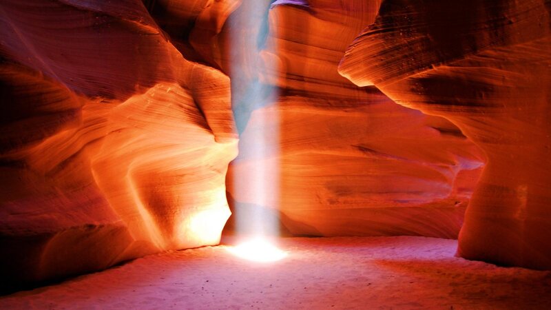 Light Beam in Canyon — Red, Dramatic
