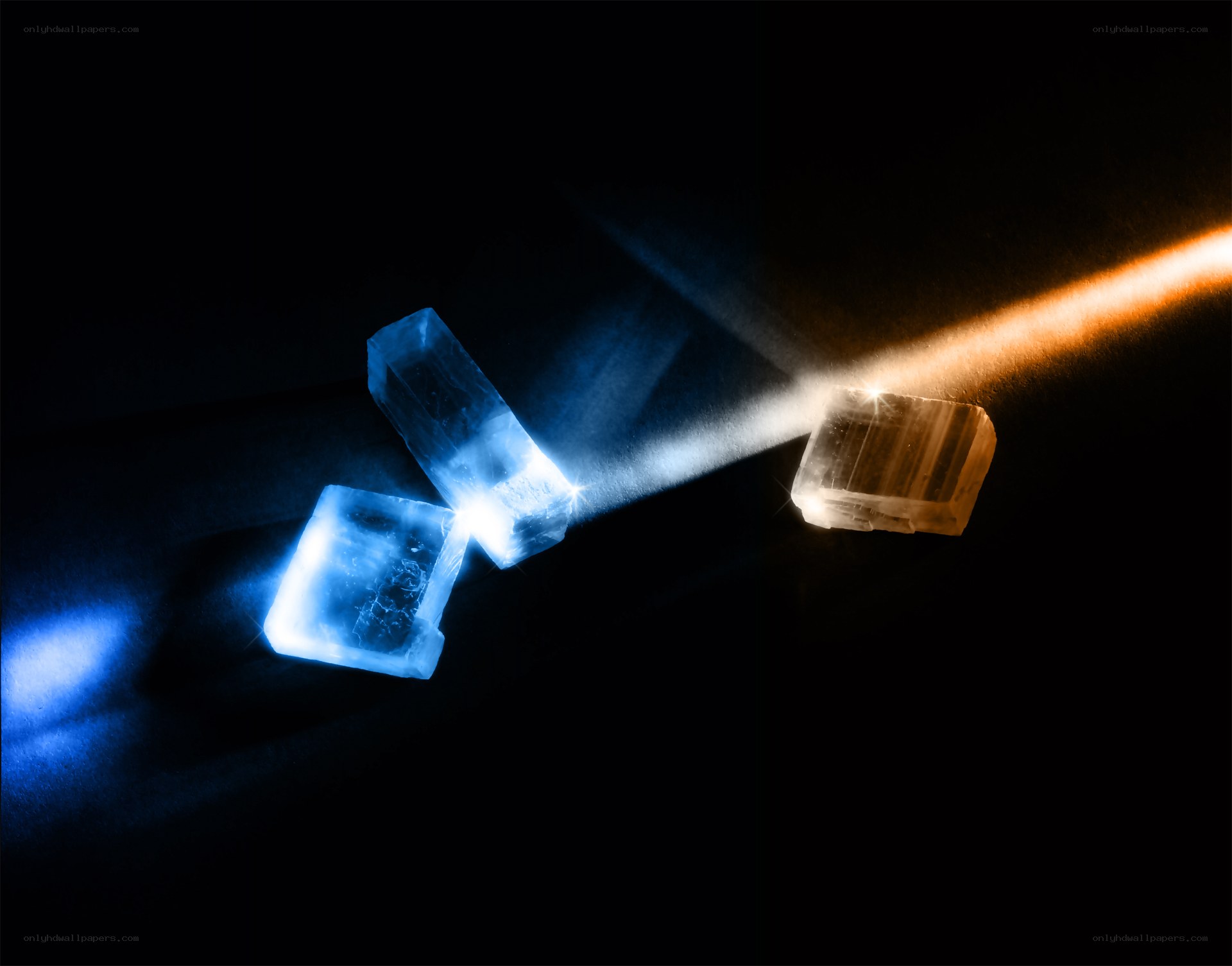 Light beams through crystals