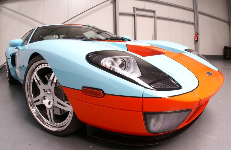 Light-blue and Orange Sports Car — Blue