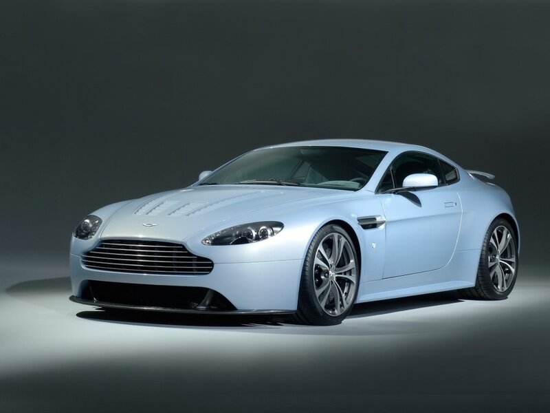 Light blue Aston Martin sports car