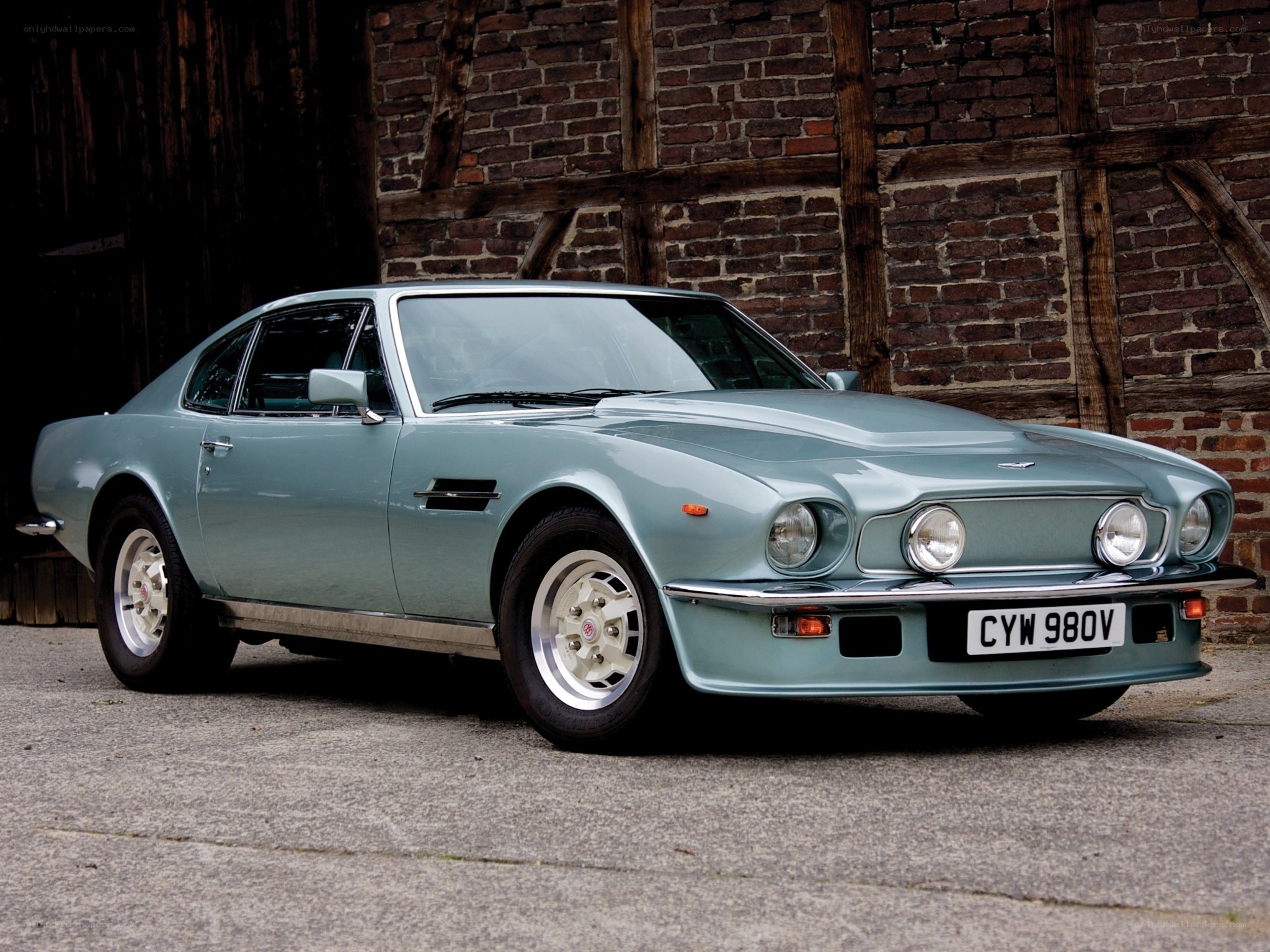 Light blue Aston Martin V8