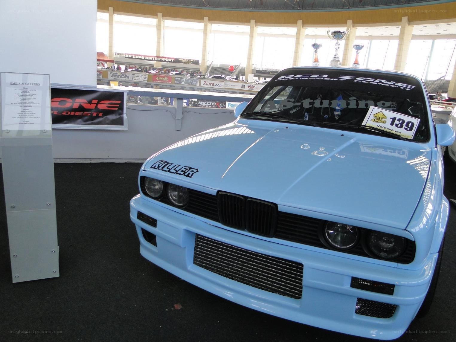 Light blue BMW race car
