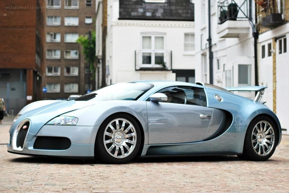 Light blue Bugatti Veyron