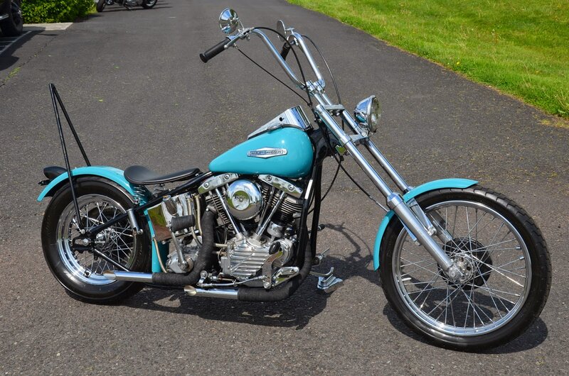 Light-blue Chopper Motorcycle — Blue