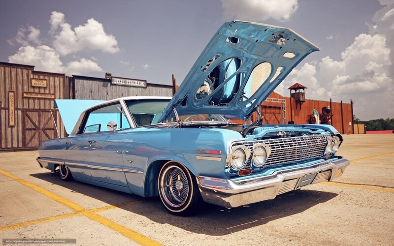 Light-blue Classic Car — Blue, Dramatic, Afternoon, Photograph, Building