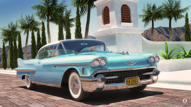 Light-blue Classic Car — Blue, Serene, Afternoon, 3d Render