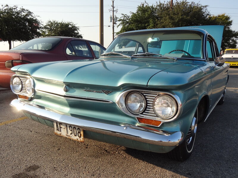 Light Blue Classic Car — Calm, Afternoon, Photograph, Parking Lot