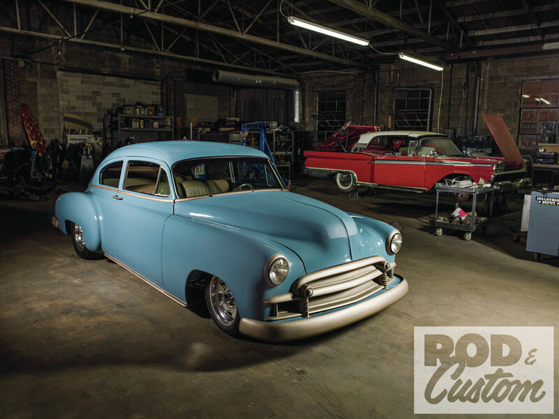 Light Blue Classic Car — Dramatic, Photograph, Red Classic Car