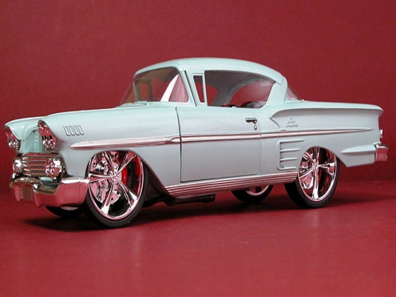 light blue classic car model