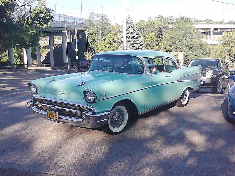 Light Blue Classic Car — Teal, Calm, Afternoon