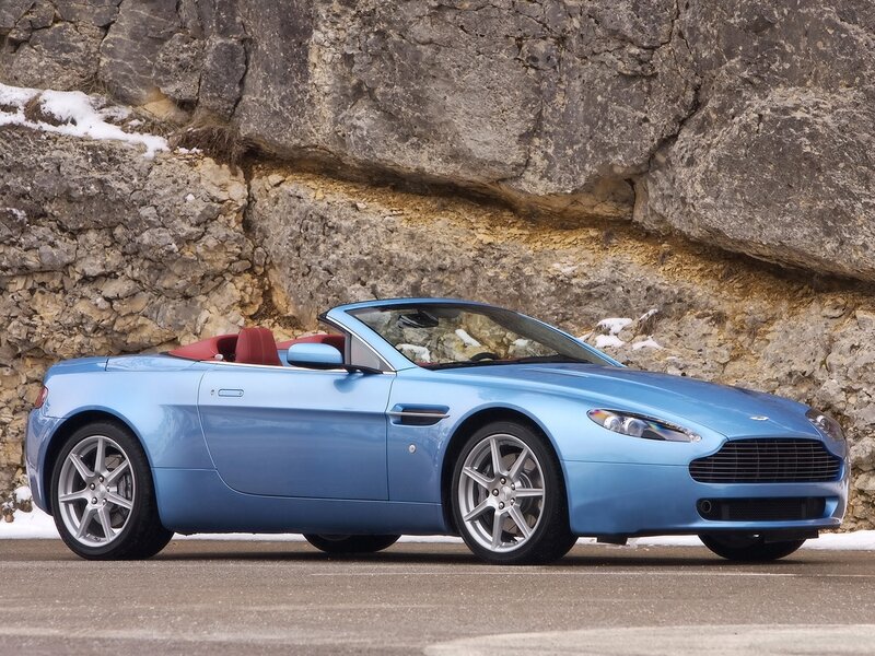 Light Blue Convertible Car — Dramatic, Winter