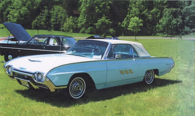 Light-blue Convertible Car — Green, Serene