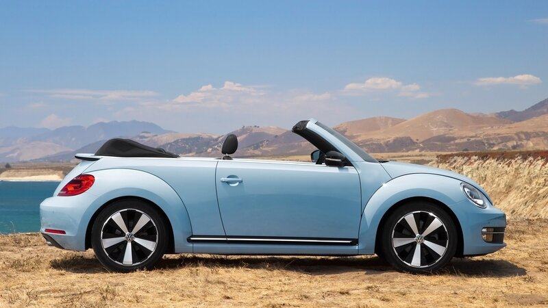 Light Blue Convertible Car — Serene, Afternoon, Photograph, Mountains