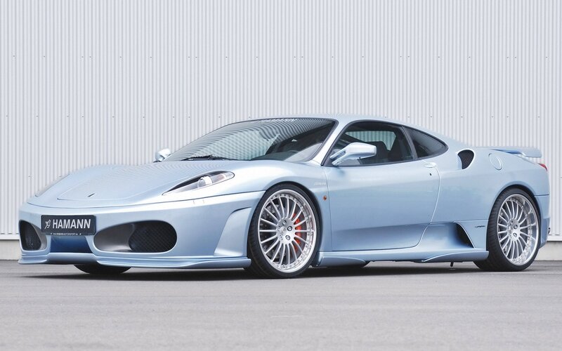 light blue ferrari sports car