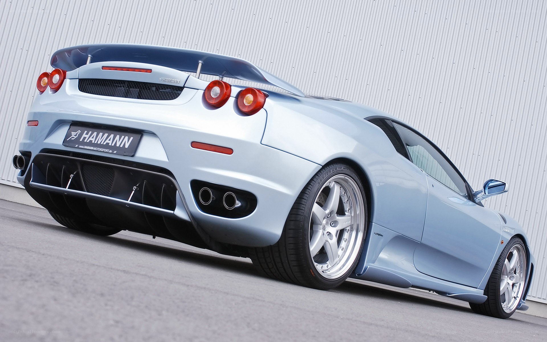 Light blue Ferrari with Hamann modifications