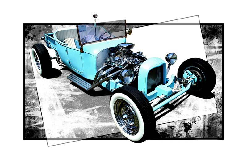 Light-blue Hot Rod Car — Blue, Dramatic