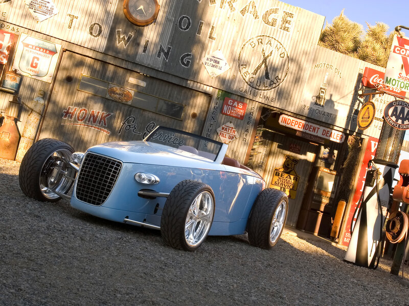 Light-blue Hot Rod Car — Blue, Nostalgic, Afternoon