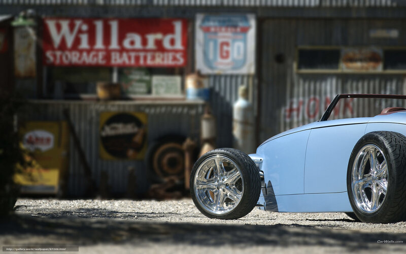 Light blue hot rod car