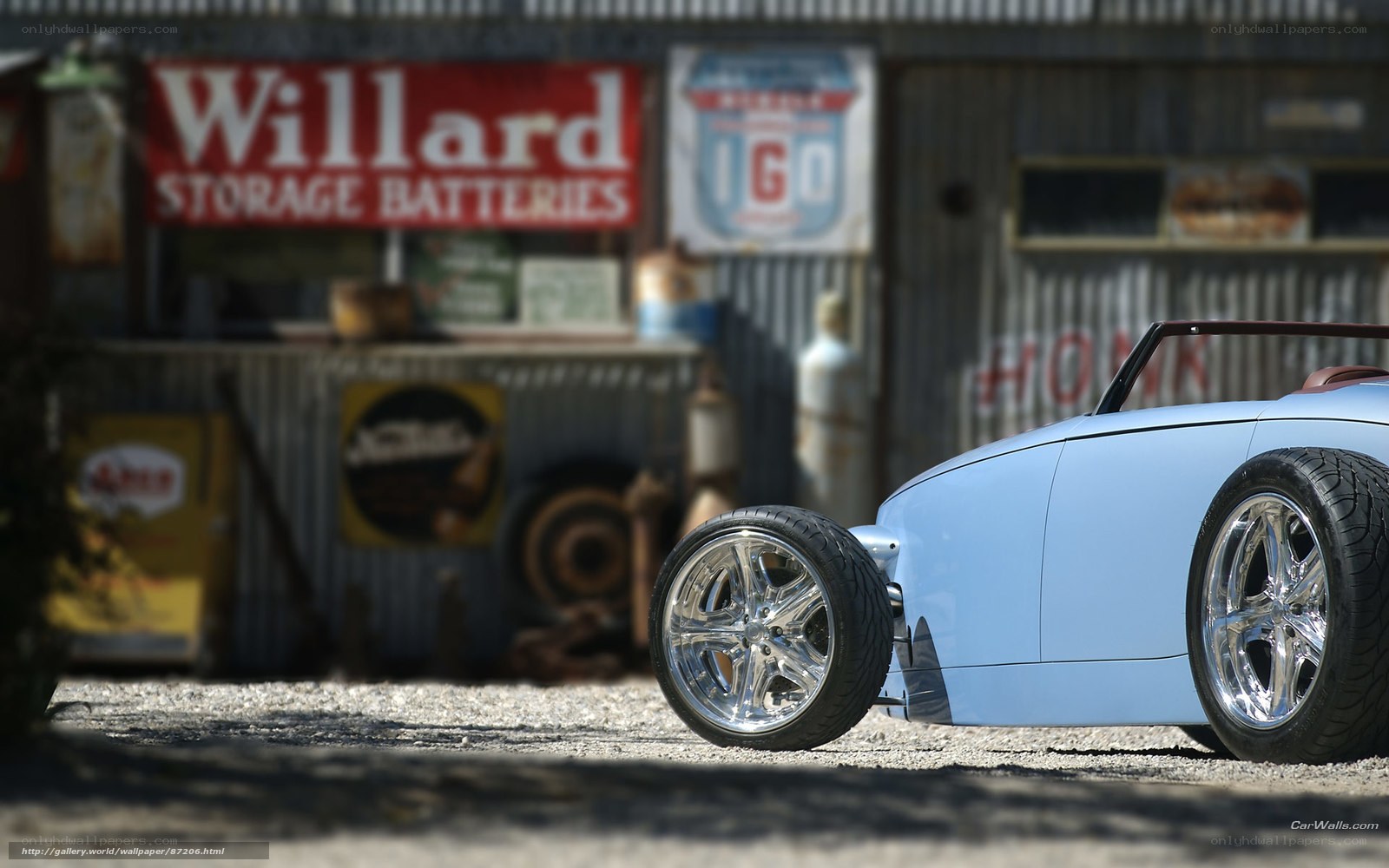 Light blue hot rod car