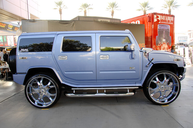 Light Blue Hummer H2 — Outdoor