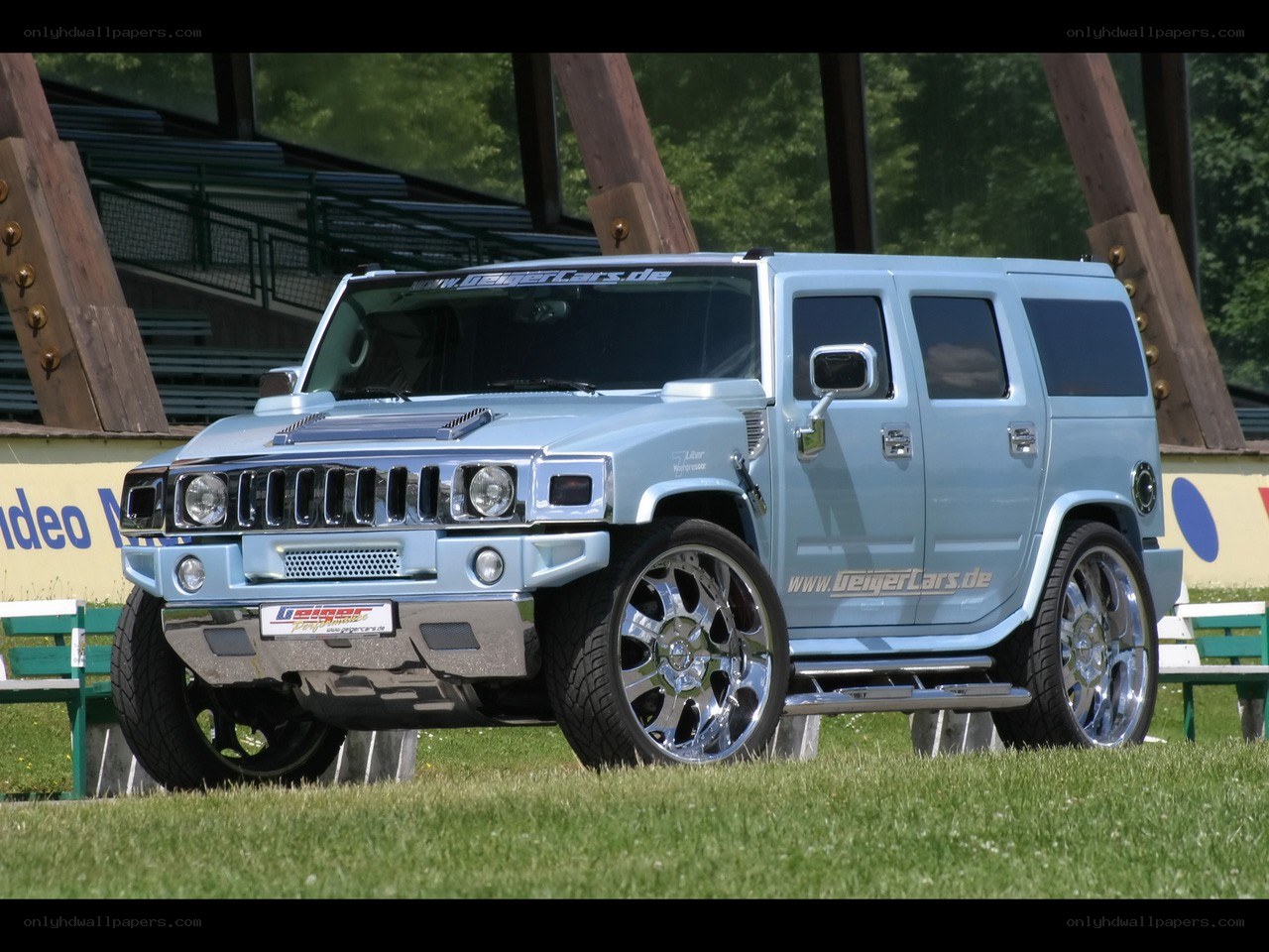 light blue hummer h2 suv