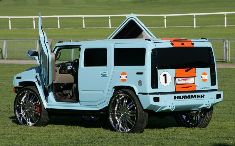 Light-blue Hummer H2