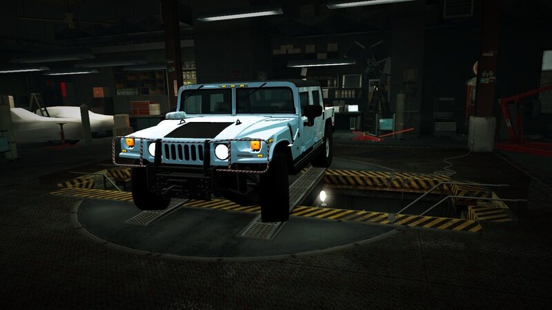 Light Blue Hummer in Garage