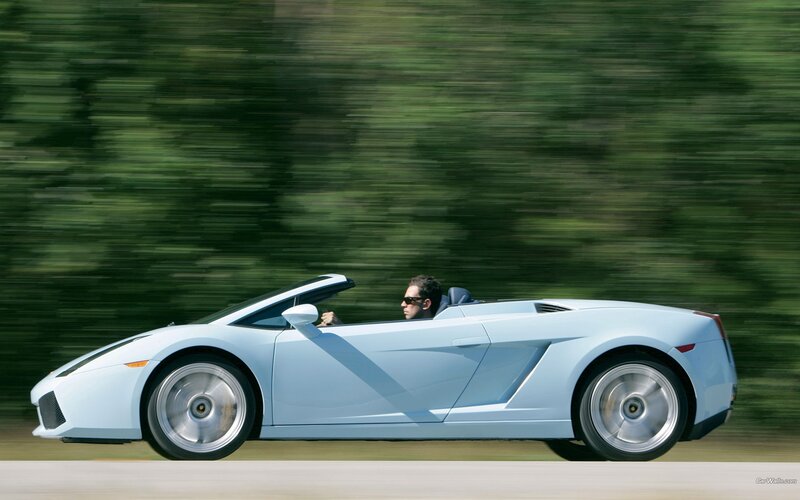 Light blue Lamborghini convertible