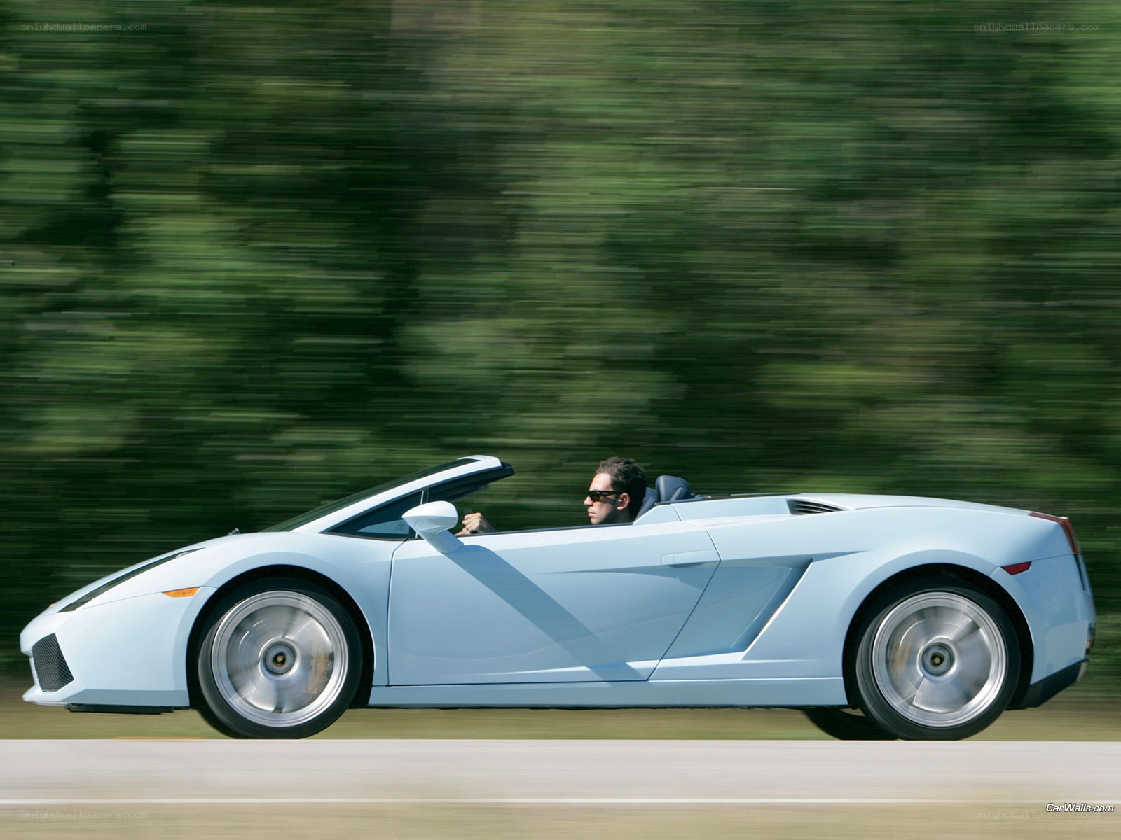 Light blue Lamborghini convertible