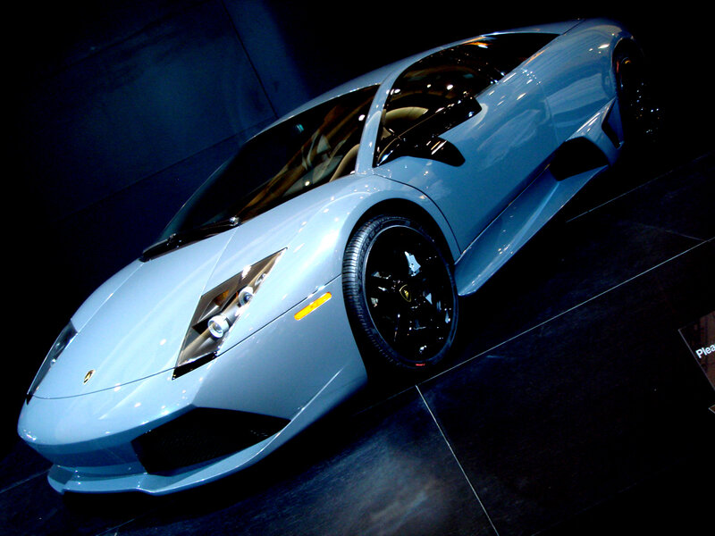 Light blue Lamborghini sports car