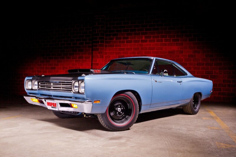 Light-blue Muscle Car — Blue, Dramatic