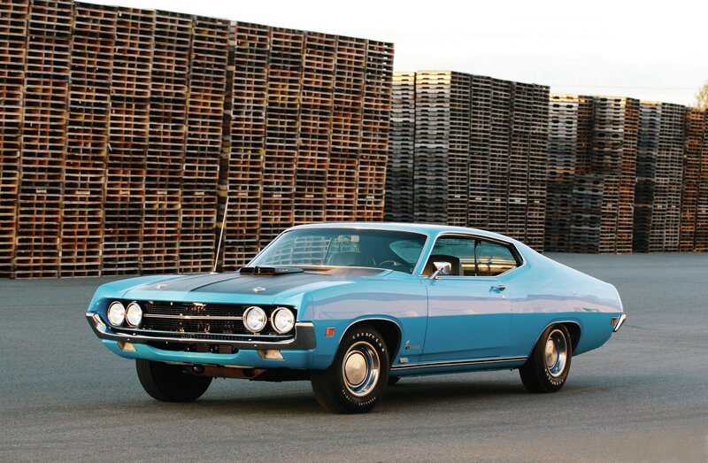 Light Blue Muscle Car — Calm, Afternoon