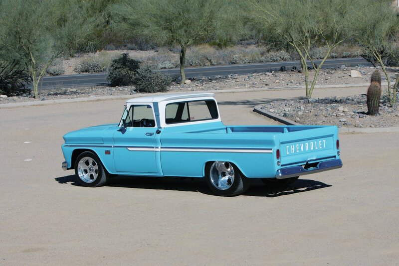 Light Blue Pickup Truck — Desert